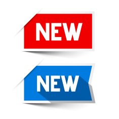 New Red and Blue Vector Paper Labels - Stickers Set