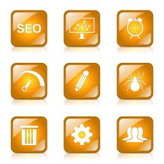 SEO Internet Sign Square Vector Yellow Icon Design Set 8 N12