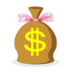 Sack of dollars with a pink bow vector illustration
