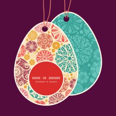 Vector abstract decorative circles Easter egg shaped tags set template