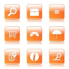 SEO Internet Sign Square Vector Orange Icon Design Set 10 N12