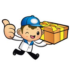 Blue Delivery Man Mascot the right hand best gesture N3