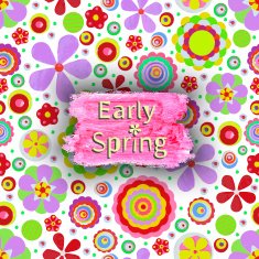 Early Spring cheer up motivational background Offer tag Flowers