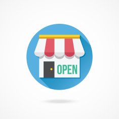 Vector Shop Building with Open Sign Icon