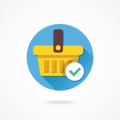 Vector Shopping Basket and Check Mark Icon N2