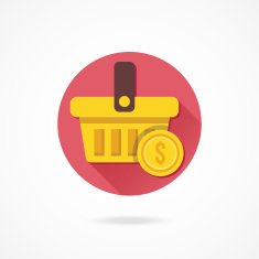 Vector Shopping Basket and Gold Coin Icon N2