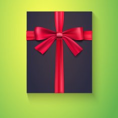 Black box red ribbon bow