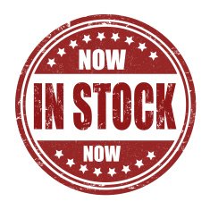 In stock now stamp