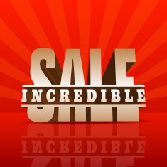 Red 3D vector text of sale discount price offer N26