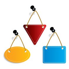 Label set hanging on push-pins