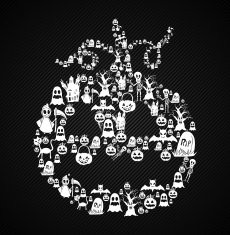 Happy Halloween pumpkin shape with elements illustration EPS10 file