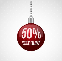 Red fifty percent discount christmas ball