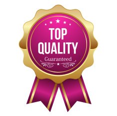 Pink top quality badge with ribbon