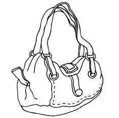 Simple glamour handbag for woman - vector line art N2