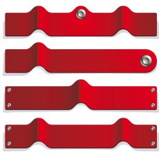 Wavy tags with metal buttons
