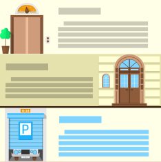 Flat color vector icons set for entrance
