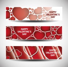 Vector Set of Three Valentine's Day Header Designs N2