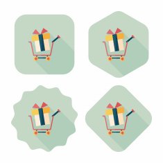 shopping cart flat icon with long shadow N51