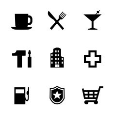 Black style point of interest icons N2