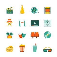 Cinema Flat Icons Set N2