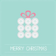 Gift box white buttons Appligue Dash line Merry Christmas Flat