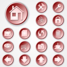 Vector abstract red round paper icon set N2
