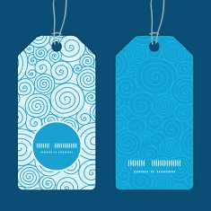 Vector abstract swirls vertical round frame pattern tags set