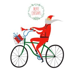 Santa Claus cyclist christmas illustration