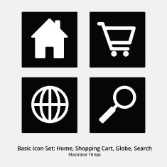 Basic Icon Set Home shopping Cart Globe Search N2