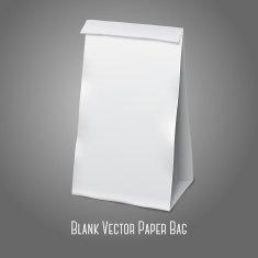 Blank white vector realistic paper packaging bag with place for N2