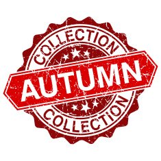 Autumn collection red vintage stamp isolated on white background