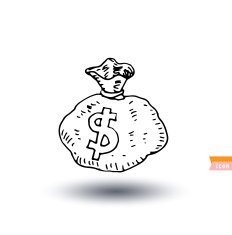 Bank icon money hand drawn illustration N3