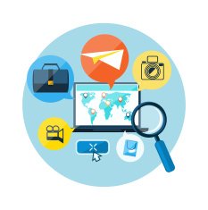 Laptop with map pointers on world