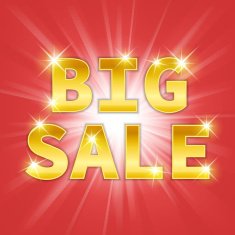 Yellow gold metal Big Sale text icon Vector illustration