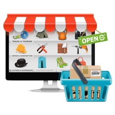 Vector Computer Shop with Basket
