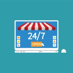 Concept of day and night online shop on laptop