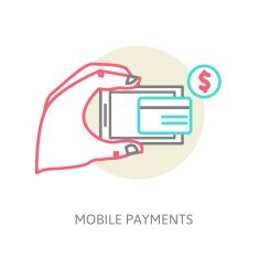 line design illustration in modern stylish processing of mobile payments N2