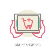 Line vector internet shopping concept - browser window