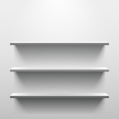 Shelves with shadow in empty white room N2