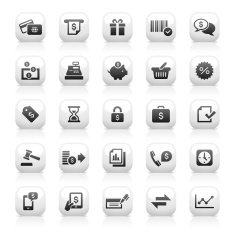 White Button Icons Set N22