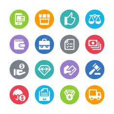 E-Commerce and Online Shopping Icon - Circle