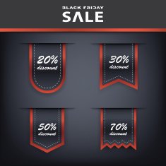 Vertical Black Friday sales ribbons Eps10 vector illustration