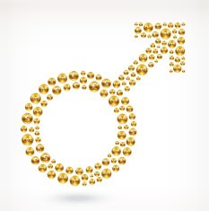 man Sign on Gold Coin Buttons