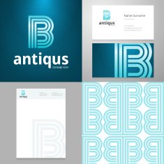 Design icon B element with Business card and paper template N2