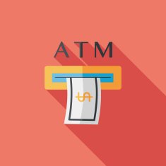 atm flat icon with long shadow N30