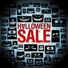 Halloween sale design with paper bags N2