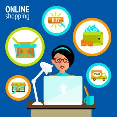 Person laptop online shopping concept
