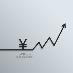 Ribbon yen sign and exchange the curve arrow