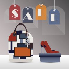 SALE hanging tags - women purse and high heels N2