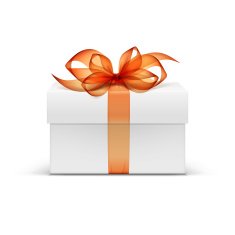 White Box with Orange Ribbon and Bow Isolated on Background N2